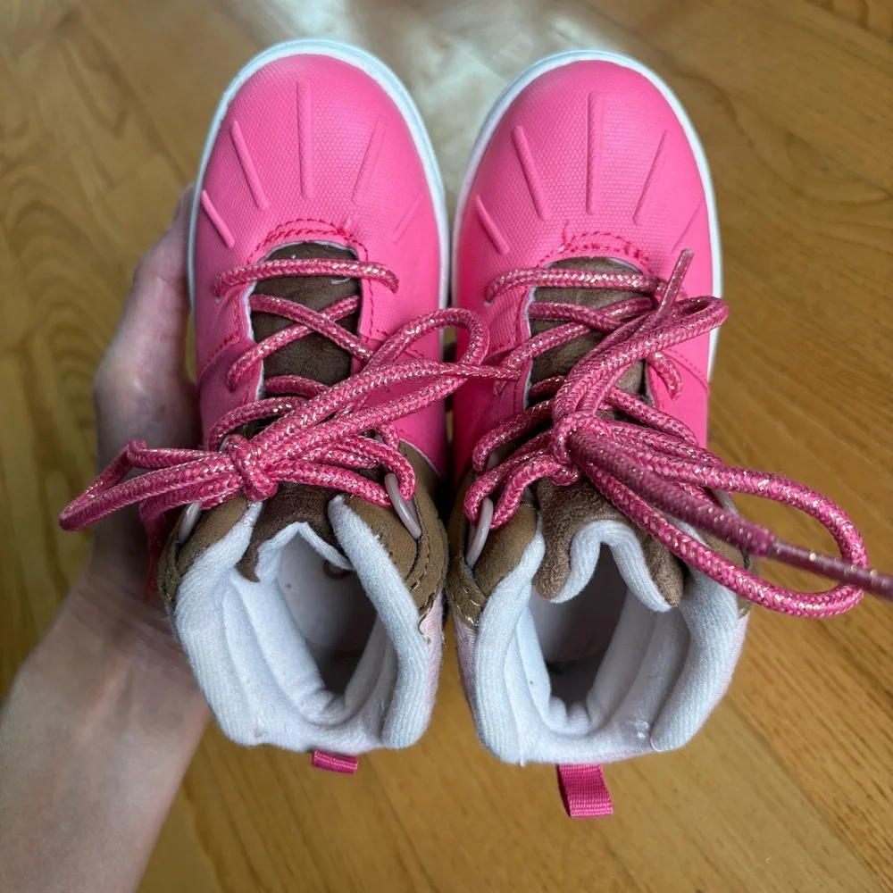 Oshkosh B’gosh Wistman Boots Pink Brown Winter Lace Up Warm Toddler Girls Size 8